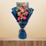 Sweet Pink Wishes – 12 Rose Birthday Bouquet in Qatar