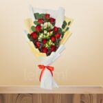 Luxe Red Rose & Alstroemeria Bouquet with Limonium & Eucalyptus – Wholesale in Qatar - 1157