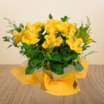 Bright Yellow Rose & Solidago Bouquet – Wholesale in Qatar - 1202