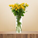 Baby Yellow Rose in Cylinder Vase – Wholesale in Qatar - 1211