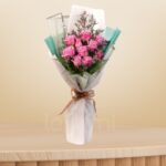 Purple Rose Bouquet with Limonium & Leather Leaf – Wholesale in Qatar - 1228