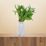 White Tulip Bouquet in Vase – Wholesale in Qatar - 1247