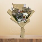 Sunlit Peach Rose Bouquet with Gypso & Leather Leaf – Wholesale in Qatar - 1290