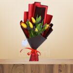 Yellow Tulip & Limonium Bouquet – Wholesale in Qatar - 1347