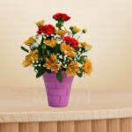 Chrysanthemum & Carnation Vase Arrangement – Wholesale in Qatar - 1354