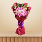 Blushing Harmony Mixed Bloom Vase – Wholesale in Qatar - 1404