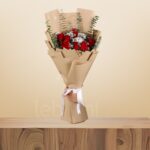 Red Rose & Eucalyptus Bouquet – Wholesale in Qatar - 1410