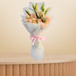 Elegant Rose Peach & Lily Bouquet – Wholesale in Qatar - 1427