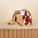 Sweet Baby Rose Red & White Bouquet – Wholesale in Qatar - 1447