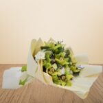 Elegant Cymbidium, Carnation & Green Button Bouquet – Wholesale in Qatar - 1455
