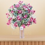 Elegant Cymbidium & Eucalyptus Bouquet – Wholesale in Qatar - 1537