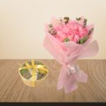 Charming Rose Pink & Eucalyptus Bouquet with Premium Chocolates – Wholesale in Qatar - 1647
