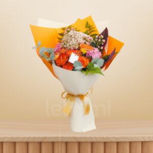 Orange Rose & Hydrangea Bouquet - 1752
