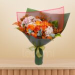Pink Hydrangea & Orange Rose Bouquet - 1754